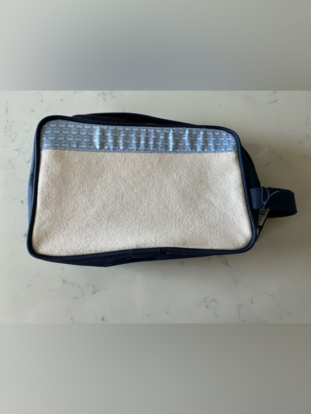 Vineyard Vines Navy Trim Canvas Pouch with Cream Front - Picture 2 of 7